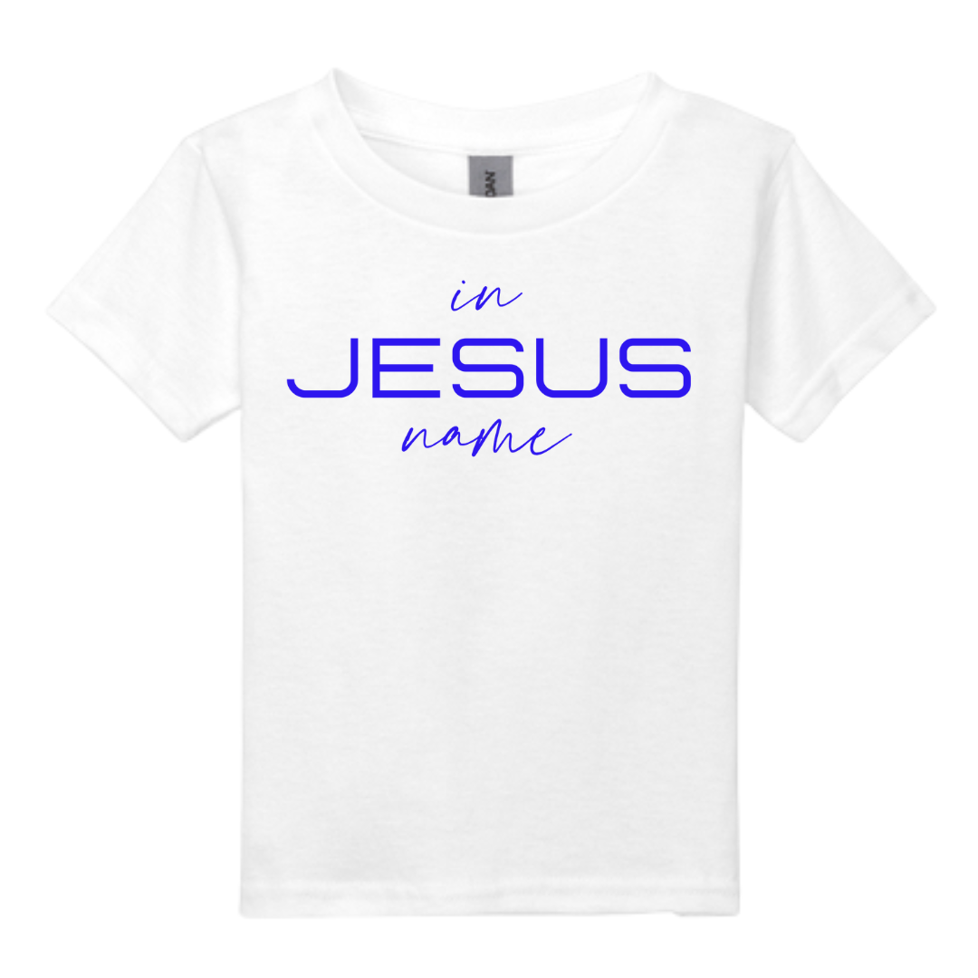 Kids In Jesus Name T-Shirt (WHITE/BLUE) image 4