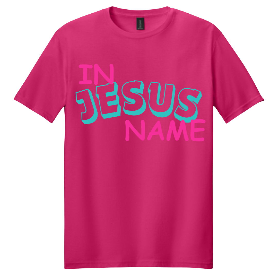 Kids Dark Pink " IN JESUS NAME" T-Shirt image 2