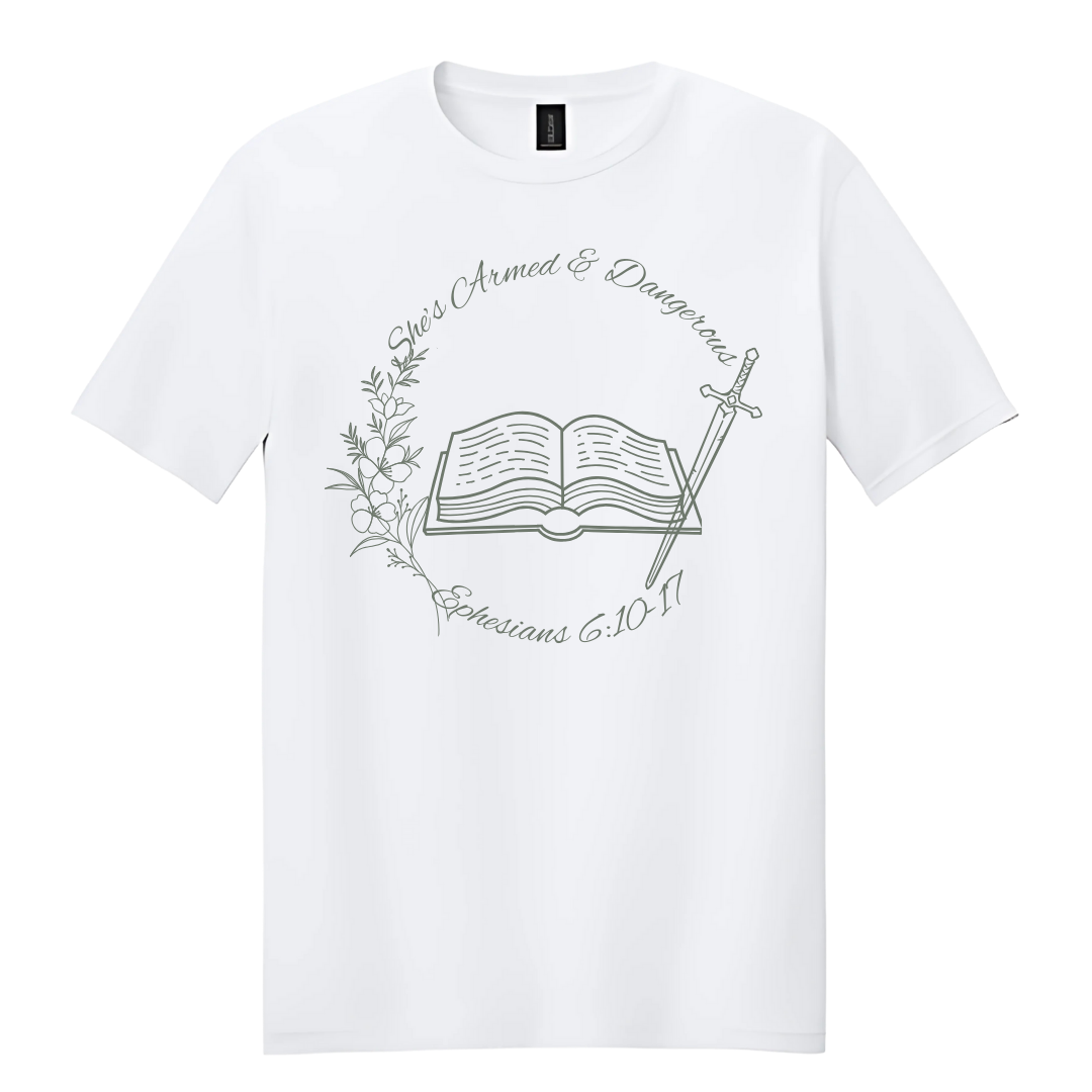 White Circle She’s Armed & Dangerous T-Shirt image 0