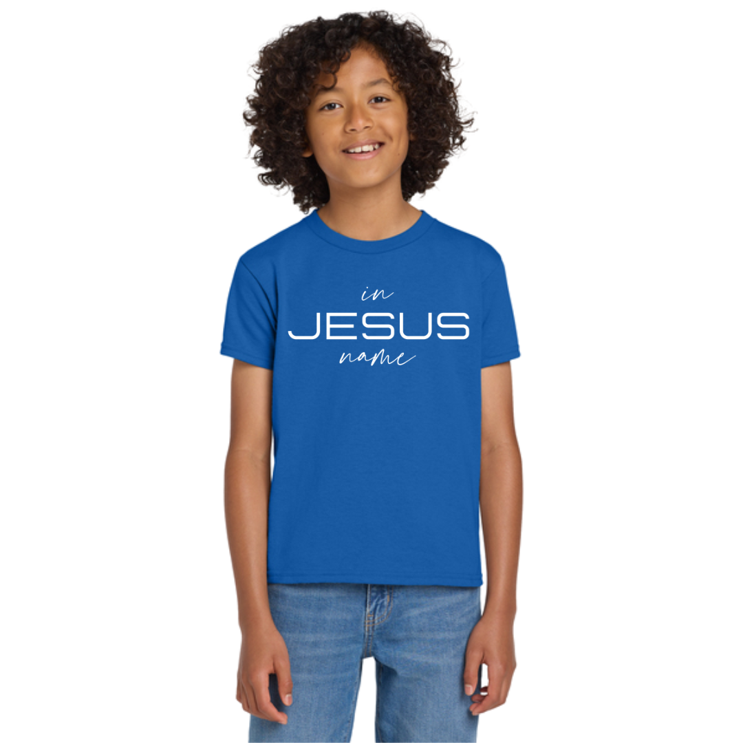 Kids In Jesus Name T-Shirt (BLUE/WHITE) image 2