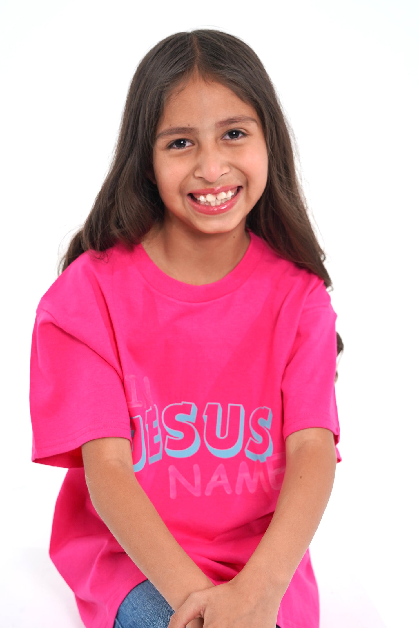 Kids Dark Pink " IN JESUS NAME" T-Shirt image 1