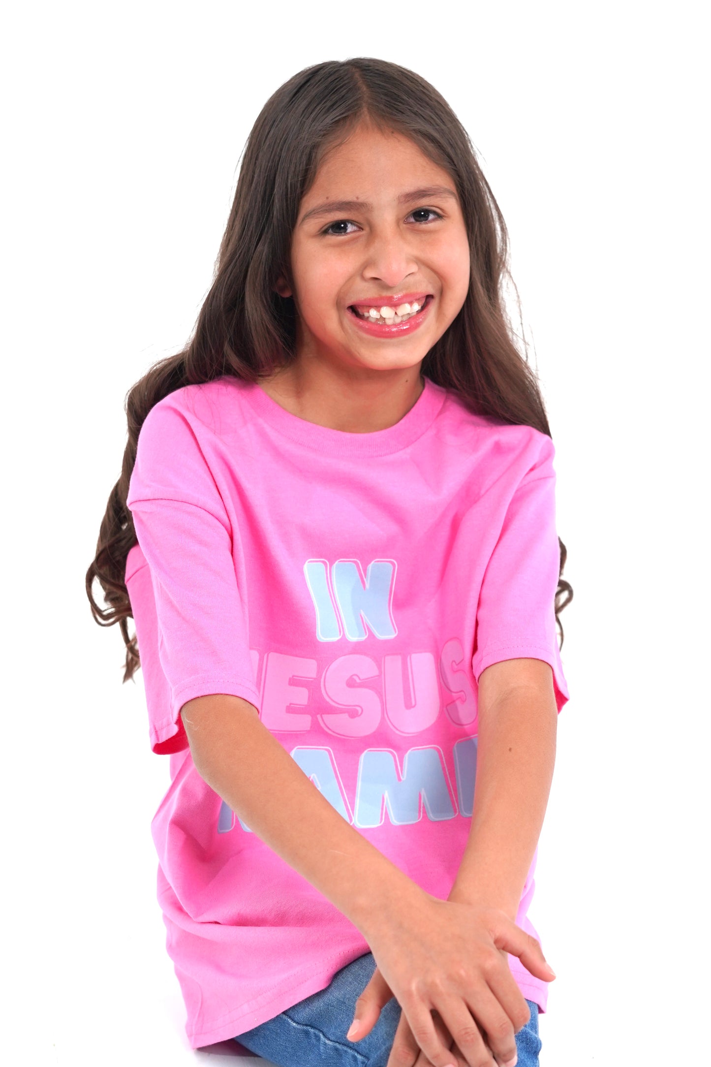 Kids Pink "IN JESUS NAME" T-Shirt image 1