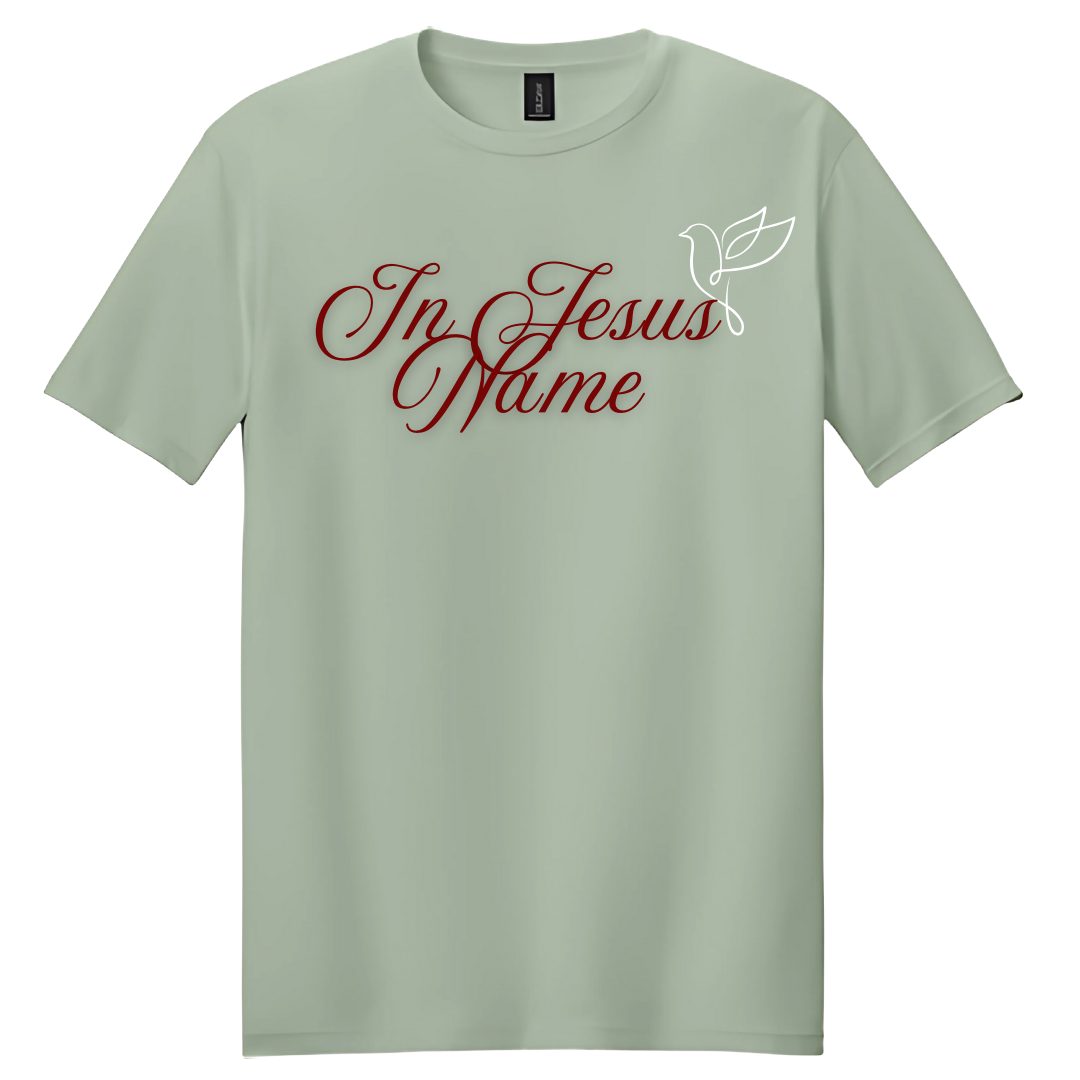 Sage "IN JESUS NAME W/DOVE" T-Shirt image 2