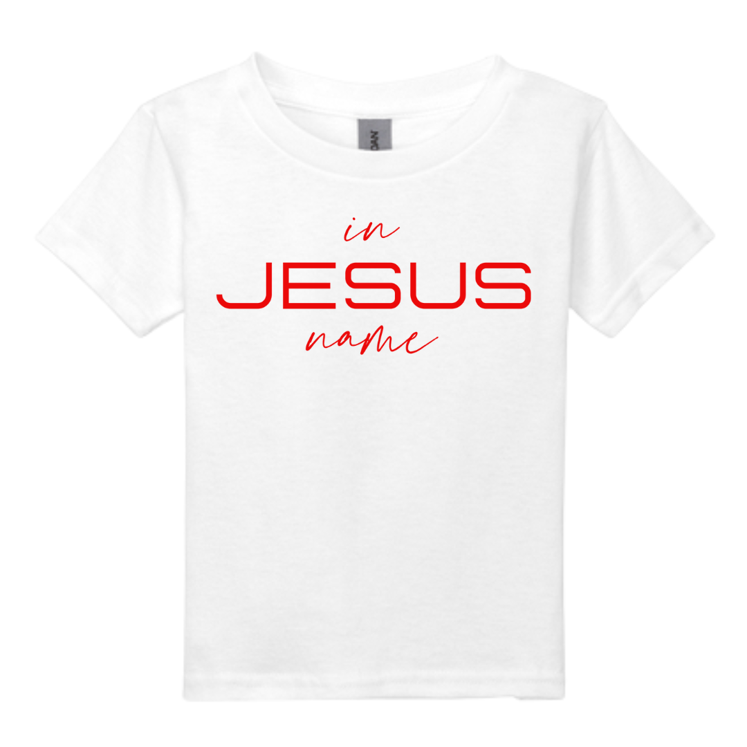 Kids In Jesus Name T-Shirt (WHITE/RED) image 4
