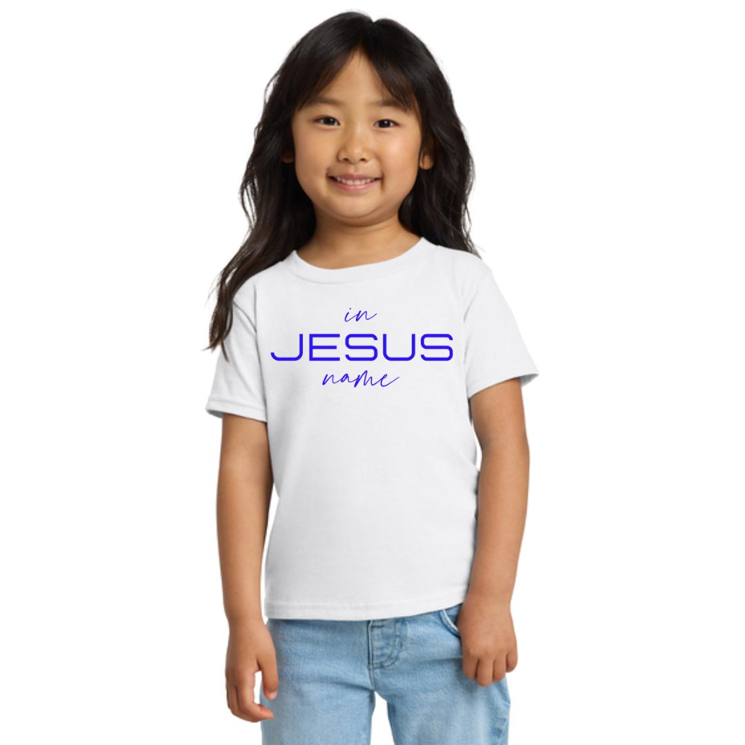 Kids In Jesus Name T-Shirt (WHITE/BLUE) image 0