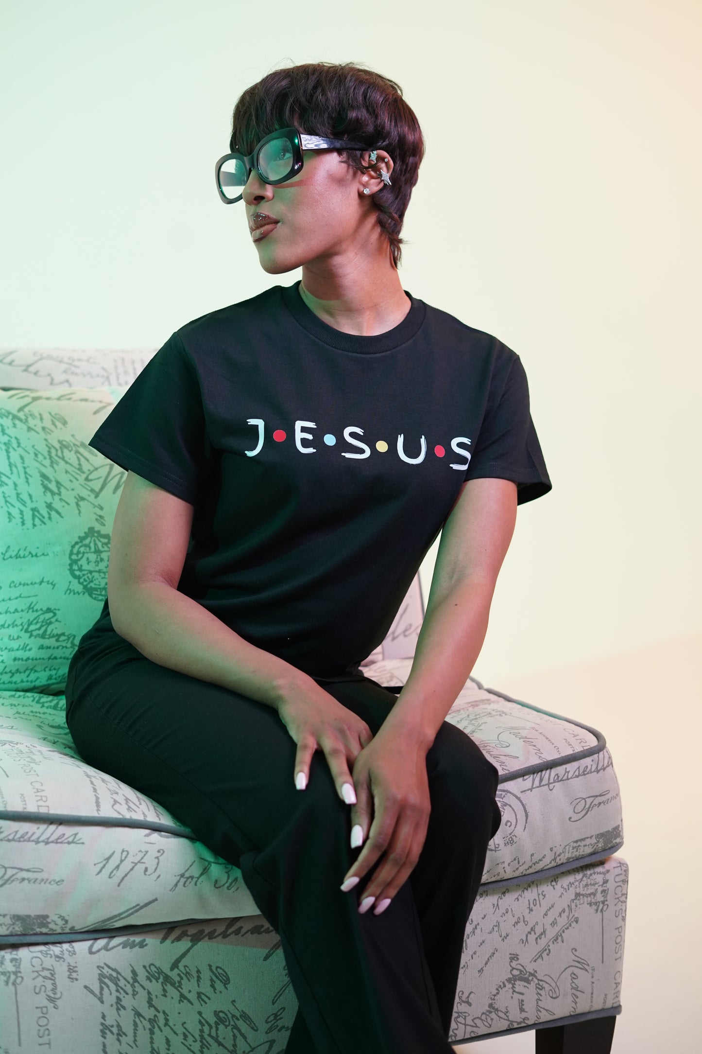 Black "JESUS W/DOTS" T-Shirts image 2
