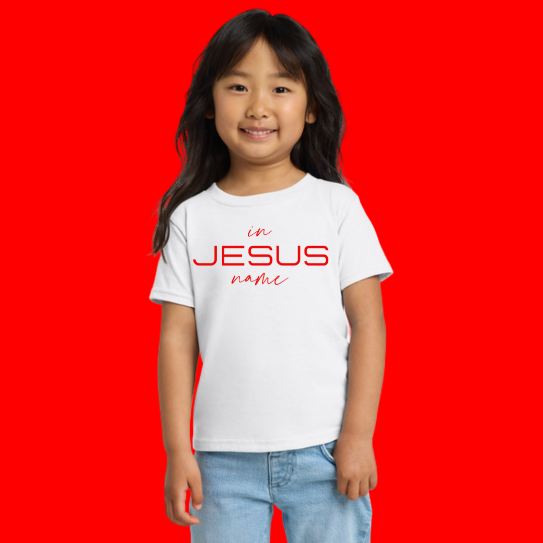 Kids In Jesus Name T-Shirt (WHITE/RED) image 2