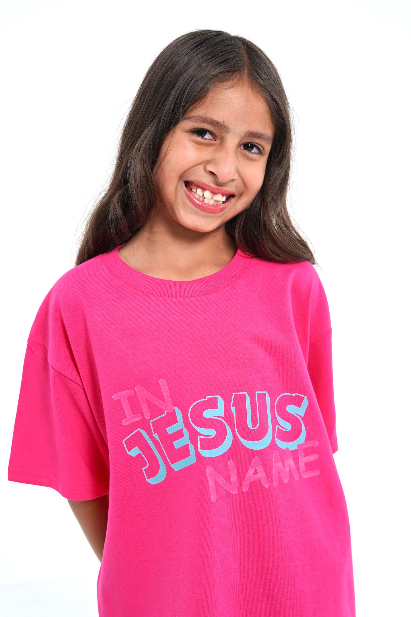 Kids Dark Pink " IN JESUS NAME" T-Shirt image 0