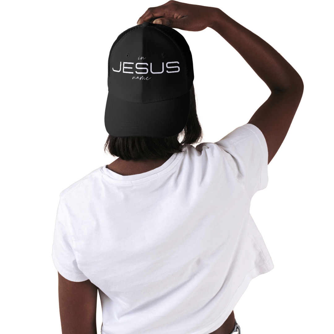 In Jesus Name Hat (BLACK/WHITE) image 0