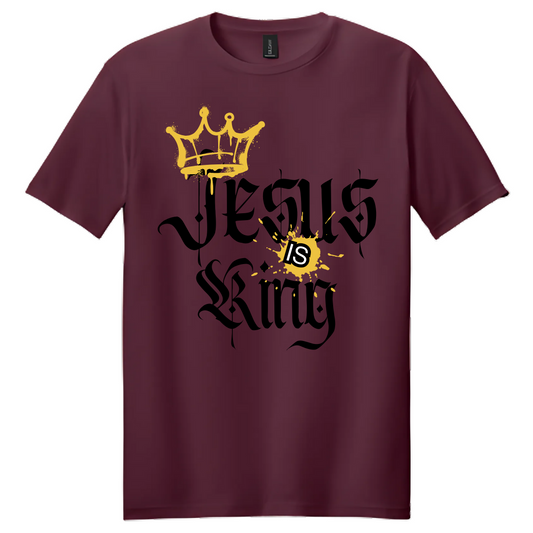 Burgundy "JESUS IS KING" T-Shirt image 1