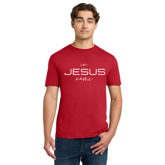 In Jesus Name T-Shirt (RED/WHITE) image 0