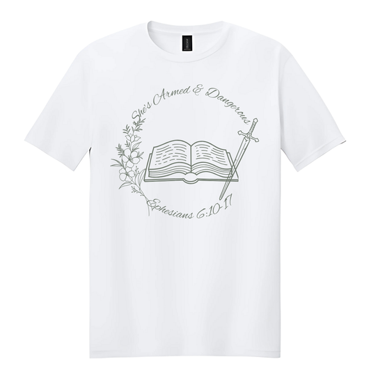 White Circle She’s Armed & Dangerous T-Shirt image 0