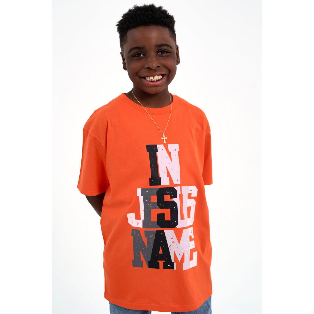 Kids Orange "IN JESUS NAME" T-Shirt