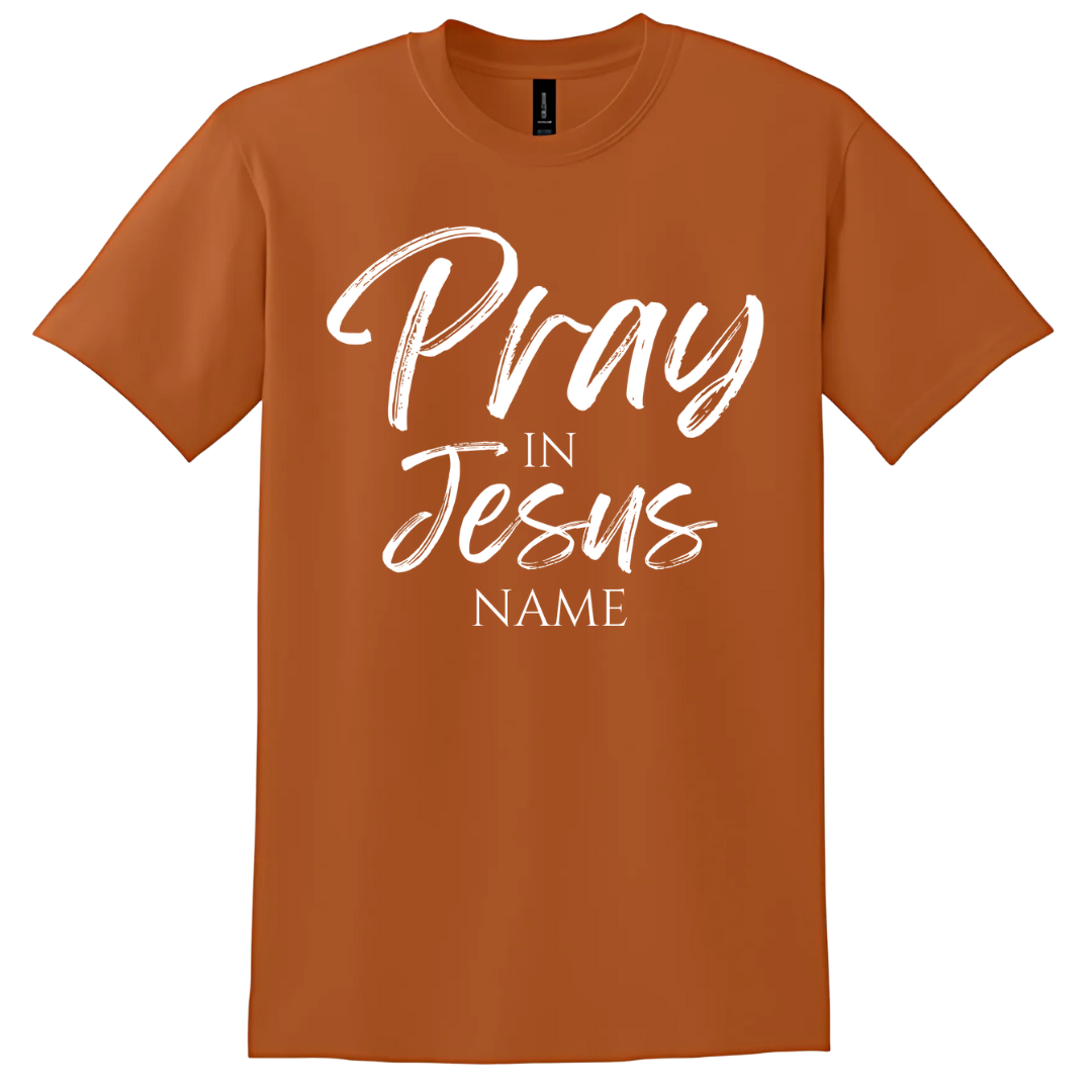 Rustic Orange "Pray In Jesus Name" T-Shirt image 2