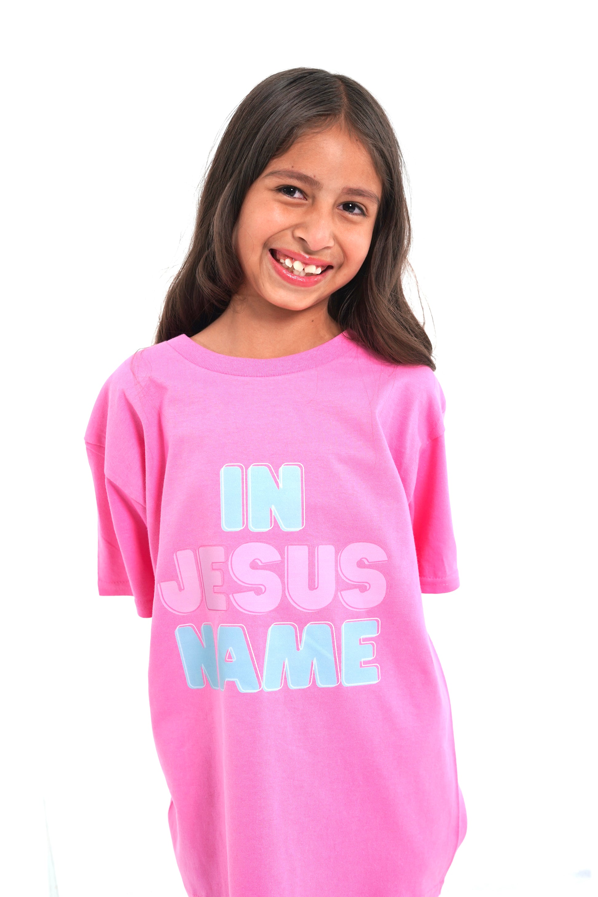 Kids Pink "IN JESUS NAME" T-Shirt image 0