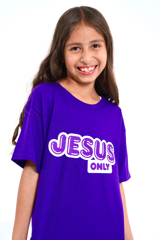 Kids Dark Purple "JESUS Only" T-Shirt image 0