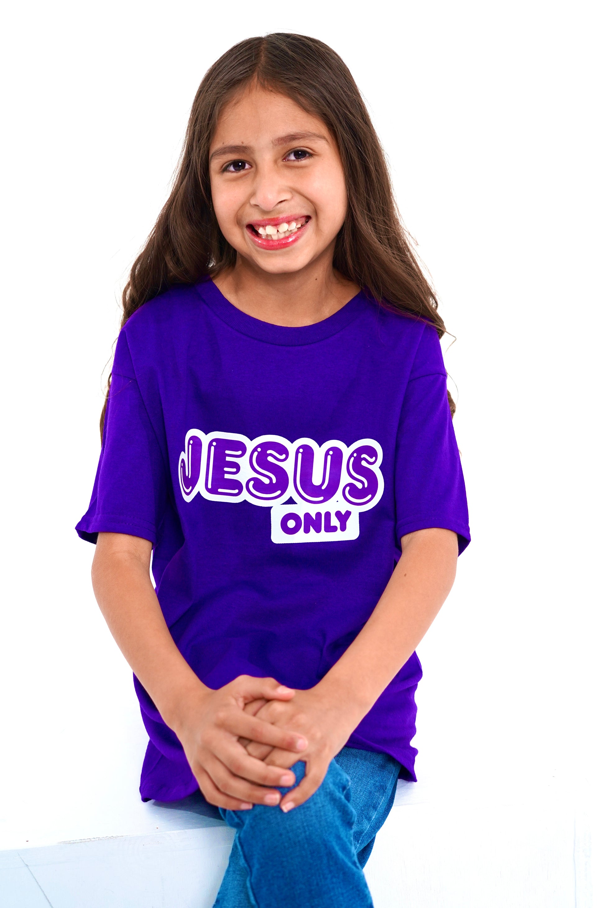 Kids Dark Purple "JESUS Only" T-Shirt image 1