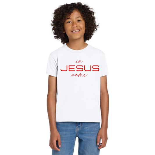 Kids In Jesus Name T-Shirt (WHITE/RED) image 0