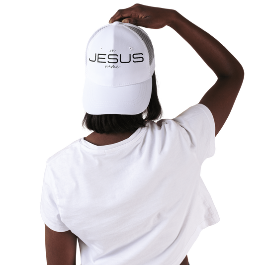 In Jesus Name Hat (WHITE/BLACK) image 0