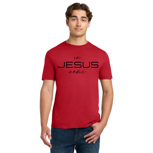 In Jesus Name T-Shirt (RED/BLACK) image 0