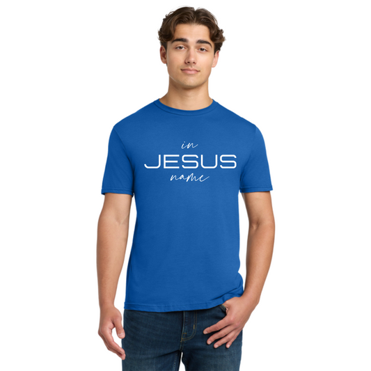 In Jesus Name T-Shirt (BLUE/WHITE) image 0